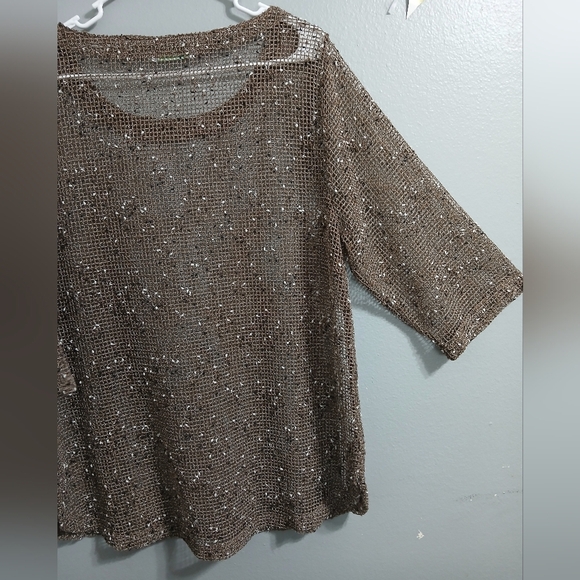 LULU-B Brown Sequin Mesh Top - Picture 5 of 9
